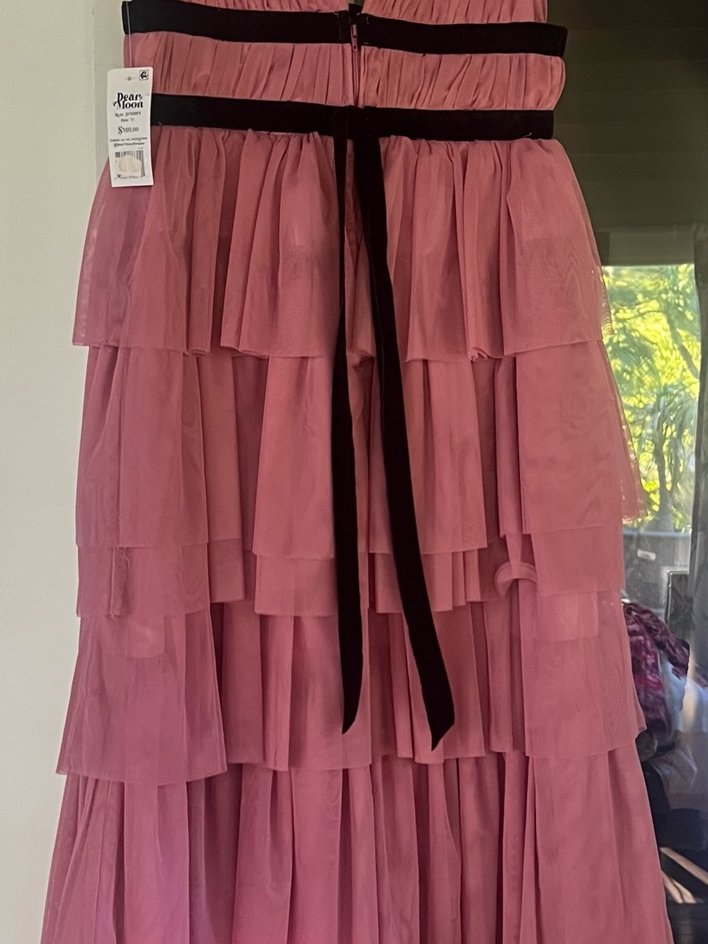 NWOT Dear Moon Dress
Deep V-Neck Shirred Bodice To Tiered Tulle Ballgown Dress - Picture 5 of 8